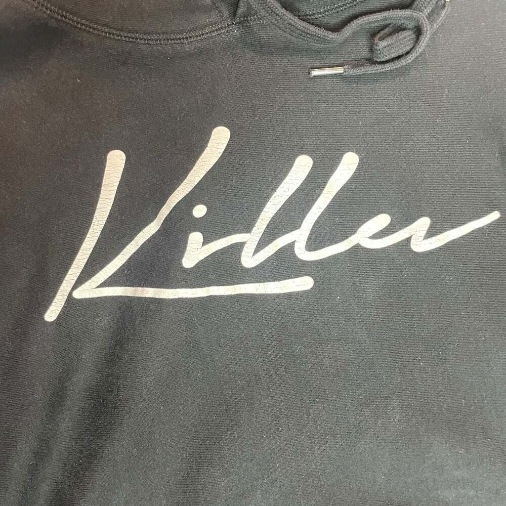 Killer Script Logo Pullover Hoodie Mens Large Black Streetwear Sweatshirt - Picture 8 of 9